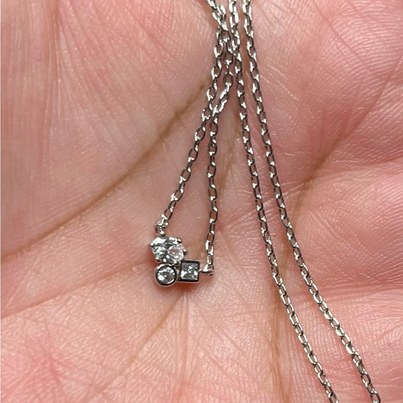 Kendra Scott Adjustable Rhodium Plated Henry Short Pendant Necklace w/White CZ - Picture 7 of 11